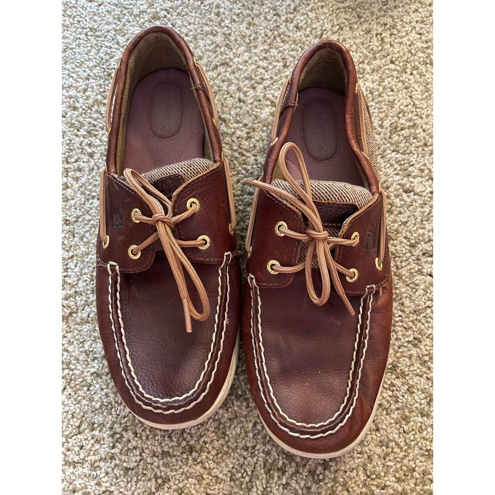 Sperry Top-Sider Brown Leather Boat Shoes Womens 10M Coastal Preppy Collegiate
